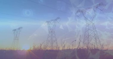 Manzara üzerinde ikili kodlama animasyonu. Küresel ağ ve iş teknolojisi kavramı.