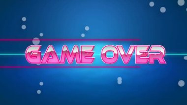 Animation of high score text over light spots on blue background. Video game communication and entertainment concept digitally generated video.