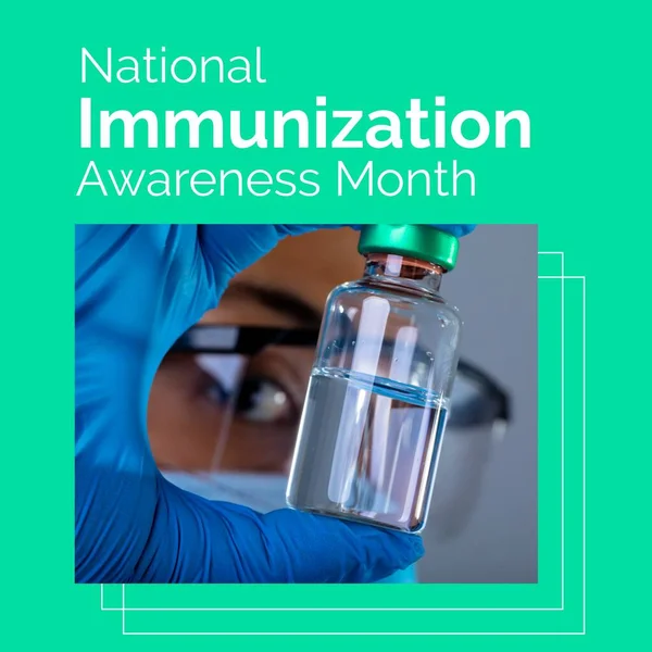 Samenstelling Van Nationale Immunisatie Bewustmakingsmaand Tekst Close Van Afrikaans Amerikaanse — Stockfoto