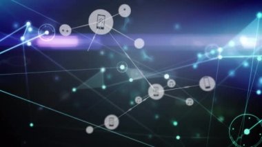 Animation of network of connections over black background. Global business and digital interface concept digitally generated video.