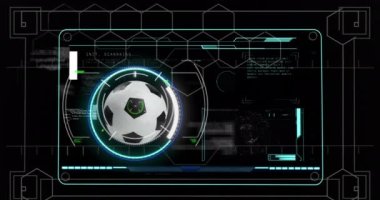 Animation of digital interface over tactic plan of game. World cup soccer concept digitally generated video.