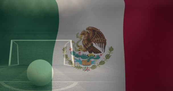 Animation Waving Mexico Flag Football Balll World Cup Soccer Concept — Wideo stockowe