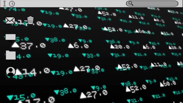 Animation Multiple Virus Tabs Stock Market Data Processing Black Background — Wideo stockowe