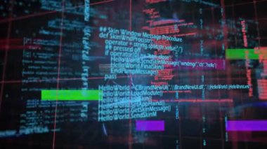 Animation of dna molecule with evidence text over programming language and glitch technique. Digitally generated, hologram, research, crime, problems, coding and technology concept.