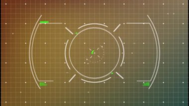 Animation of viewfinder with data on yellow background. Data processing, digital screen and technology concept digitally generated video.