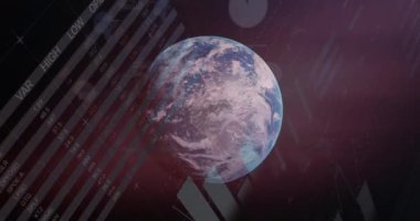 Animation of globe over data processing. Global technology, business and digital interface concept digitally generated video.