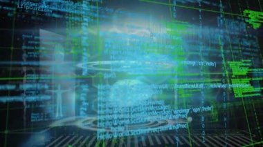 Dijital beyin ve insan vücudunun programlama dili ile şebeke üzerindeki animasyonu. Dijital olarak üretilmiş, hologram, anatomi, yapay zeka, kodlama, gelecek ve teknoloji kavramı.