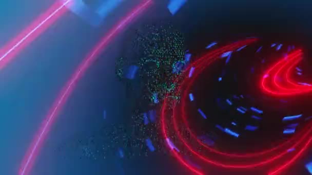 Animation Neon Glowing Tunnel Seamless Pattern Human Head Model Blue — Wideo stockowe