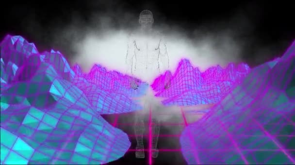Animation Human Body Model Walking Grid Network Metaverse Structures Medical — Video Stock