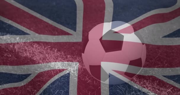 Animation Waving Flag Football Balll World Cup Soccer Concept Digitally — Wideo stockowe