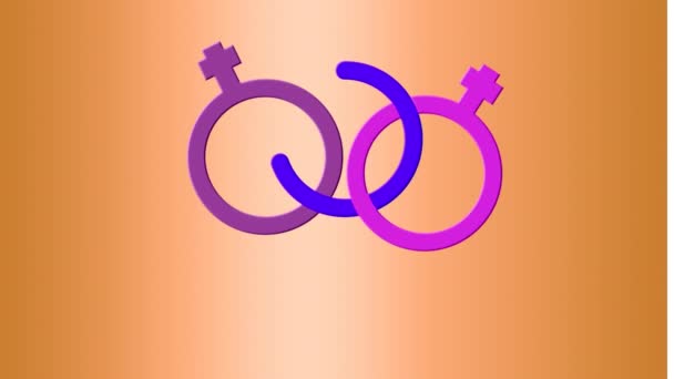 Animation Bisexual Symbol Beige Background Pride Celebration Digital Interface Concept — Stockvideo