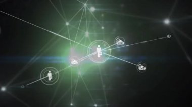 Animation of network of connections over black background. Global business and digital interface concept digitally generated video.