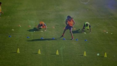 Animation of network of connections over basketball match. Global sports competition connections data processing concept digitally generated video.