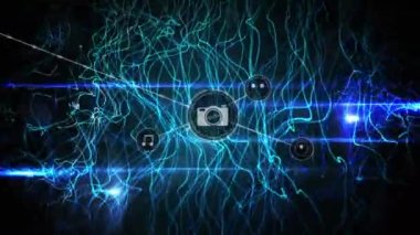 Animation of network of connections over black background. Global business and digital interface concept digitally generated video.