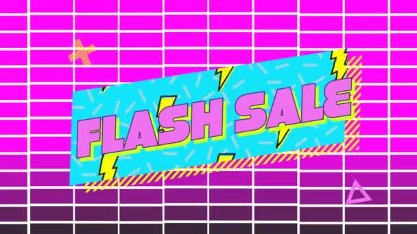 Animation Flash Sale Text Shapes Global Business Digital Interface Concept — стоковое видео