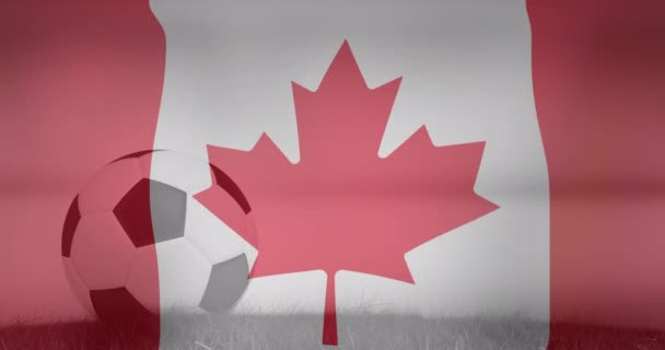 Animation Waving Canada Flag Football Balll World Cup Soccer Concept — ストック動画