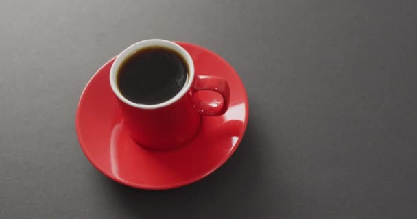 Video Red Cup Hot Black Coffee Dark Background Coffee Refreshment — Video Stock
