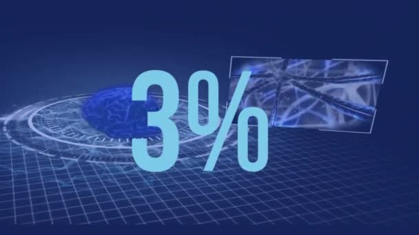 Animation Percentage Growth Human Brain Dna Data Processing Digital Interface — Stock videók
