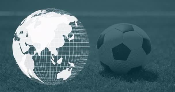 Animation Spinning White Globe Football Ball World Cup Soccer Concept — Wideo stockowe