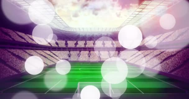 Animation Falling Glowing Dots Football Stadium World Cup Soccer Concept — ストック動画