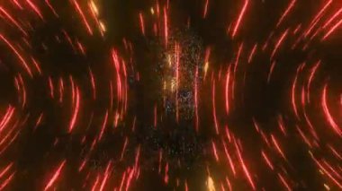 Animation of glowing red light trails over human head model against black background. Medical research and science technology concept