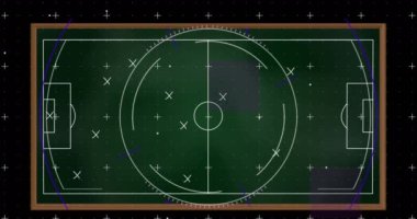 Animation of digital interface over tactic plan of game. World cup soccer concept digitally generated video.