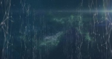 Animation of padlock icon and network of connections with icons on black background. Global technology, connections and digital interface concept digitally generated video.