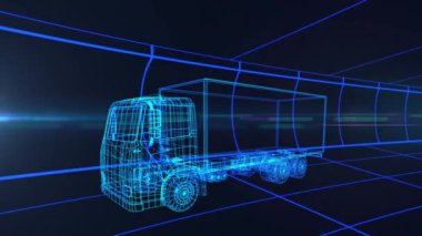 Animation of data processing and network of connections rotating brain on black background. Global car industry engineering connections and technology concept digitally generated video.