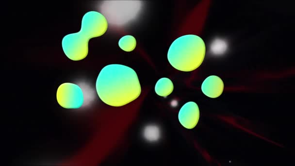 Animation Gradient Liquid Shapes White Spots Red Light Trails Black — Stockvideo