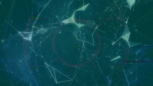 Animation Rotating Globe Dots Interconnecting Forming Geometric Shapes Blue Background — Stockvideo