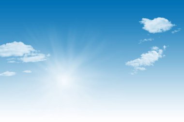 Bulutlu ve güneşli güzel mavi gökyüzü