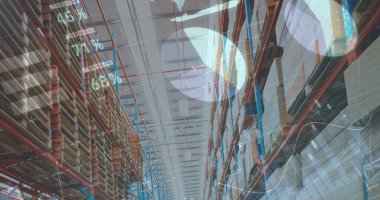 Depodaki mali verilerin ve grafiklerin resmi. ticaret, dağıtım hizmetleri, ekonomi ve teknoloji dijital olarak üretilen imaj.