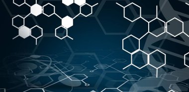 abstract background with hexagons and gear wheels. 3d illustration