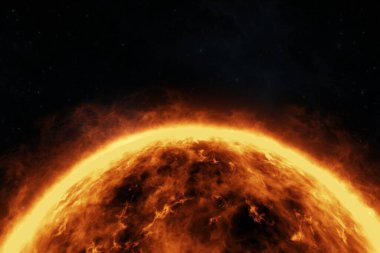 Digital composite image of sun in space