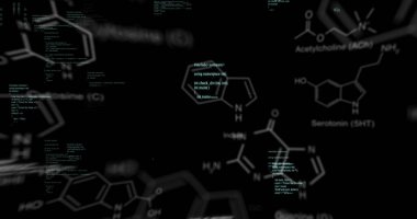 Siyah arkaplanda veri işleme resmi. küresel teknoloji ve dijital arayüz kavramı dijital olarak oluşturulmuş görüntü.
