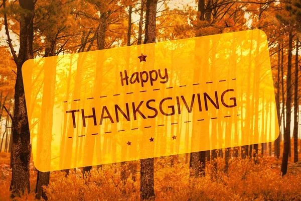 Digitally Composite Image Happy Thanksgiving Text Woodland — Foto Stock