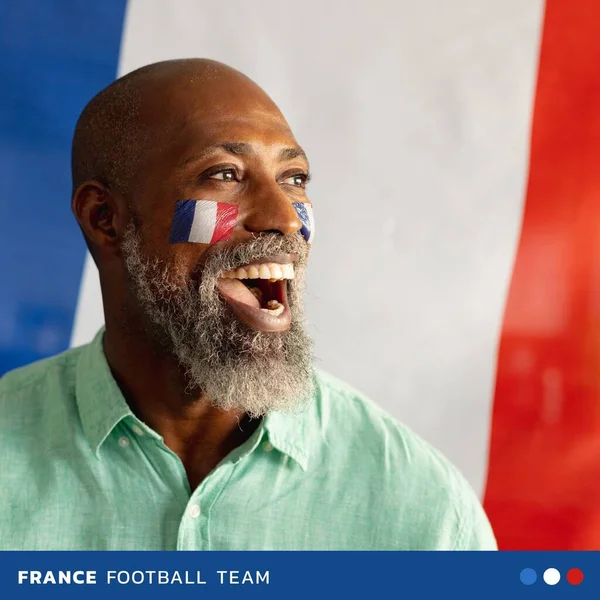 Composition Texte Équipe France Football Sur Supporter Afro Américain Avec — Photo