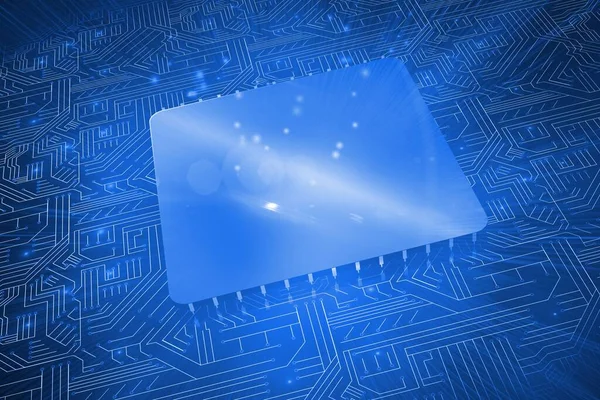 Digitally Generated Square Blue Circuit Board — 图库照片