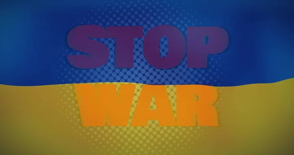Image Stop War Make Peace Text Spots Flag Ukraine Ukraine — Stock Photo, Image