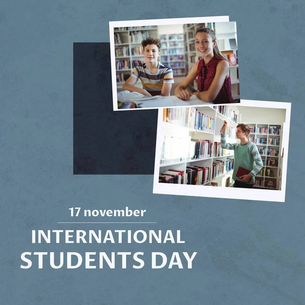 Portrait Children Boy Searching Book Library 17Th November International Students — Stockfoto