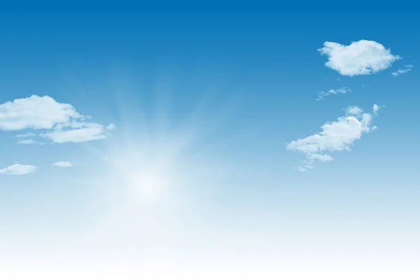 Όμορφο Γαλάζιο Ουρανό Σύννεφα Και Ήλιο — Φωτογραφία Αρχείου