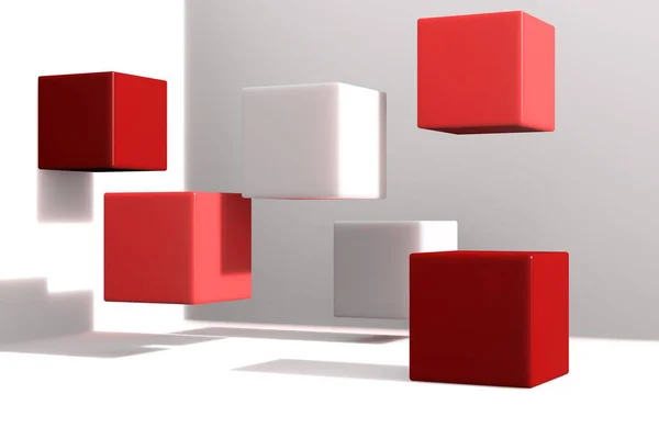 Digital Image Red White Cubes Wall — Stockfoto