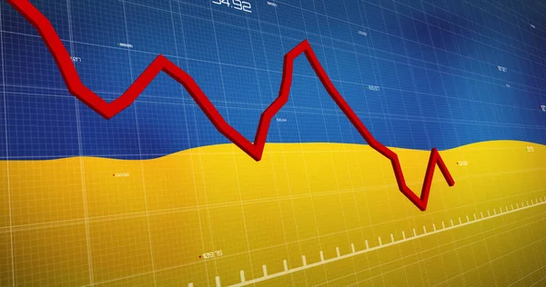 Image Financial Data Graph Flag Ukraine Ukraine Crisis Economic Crash — стокове фото