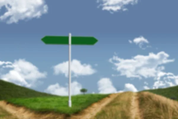 Directional Sign Grass Field Sky — Stock Photo, Image