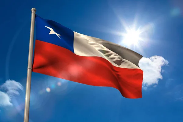 Chile National Flag Blue Sky Background — Foto de Stock
