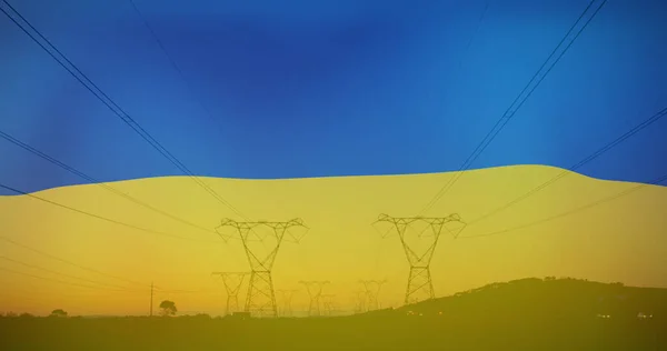 Image Pylons Flag Ukraine Ukraine Crisis International Politics Concept Digitally — Stock Photo, Image