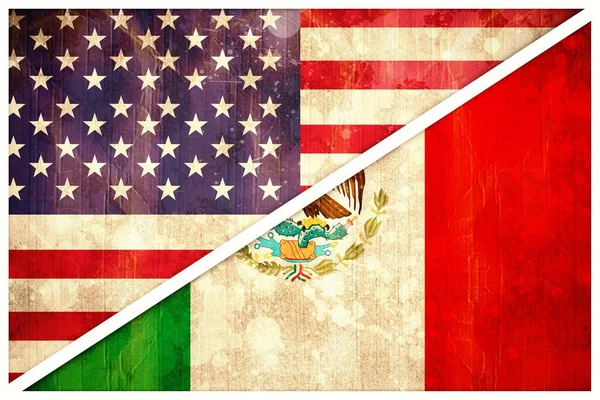 Digital Composite Image America Mexico Flags — Fotografia de Stock