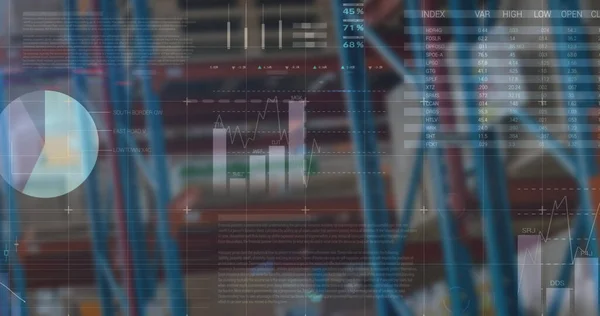 Bilde Finansielle Data Grafer Lagerbygninger Handel Leveringstjenester Økonomi Teknologi Digitalt – stockfoto