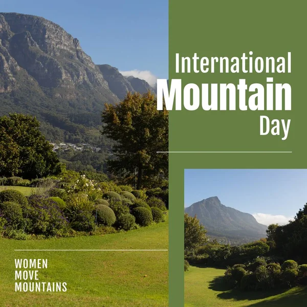 Composition International Mountain Day Text Landscape International Mountain Day Celebration — Stockfoto