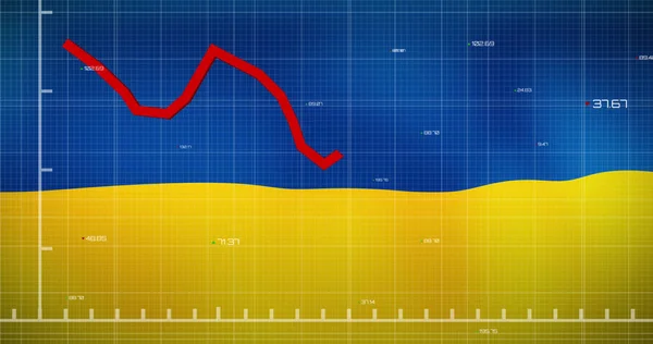 Image Financial Data Graph Flag Ukraine Ukraine Crisis Economic Crash — Fotografia de Stock